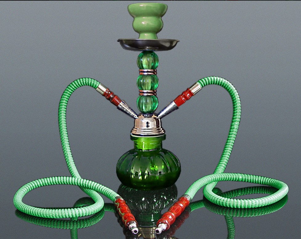 Hookah kisméretű zöld színű shisha - 2 csöves - 28 cm